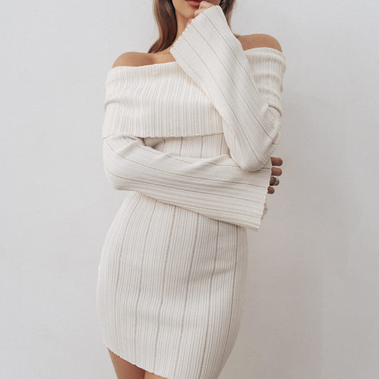 Off-shoulder Long Sleeve Dress Women's Clothing